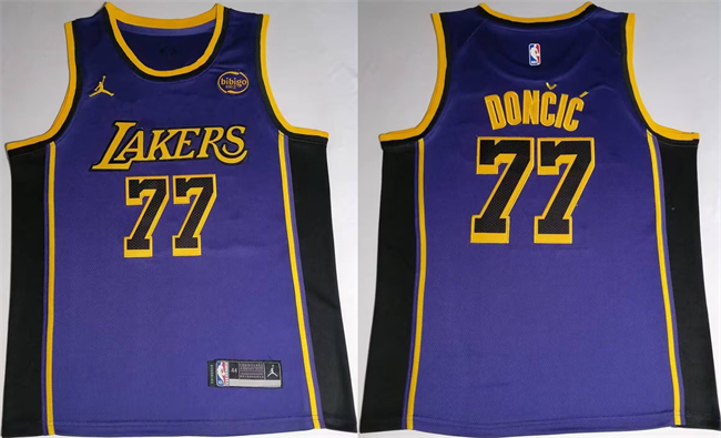 Men's Puple Los Angeles Lakers #77 Luka Dončić 2025 Stitched Basketball Jersey